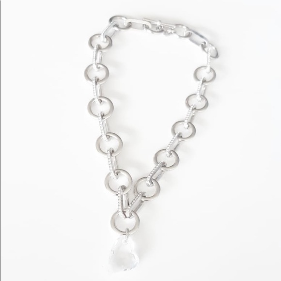 Swarovski Heart Crystal Silver Chain Necklace - Picture 1 of 3